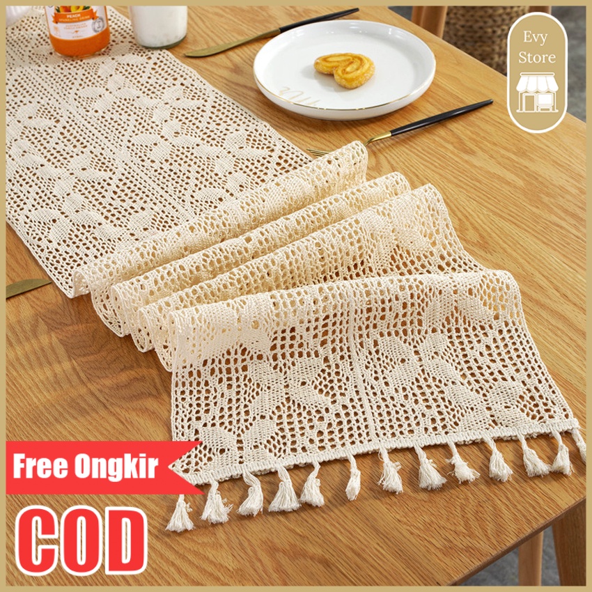 Evy Store COD Tabble Runner Alas Taplak Meja Makan | Table Runner Nordic UK 30x200