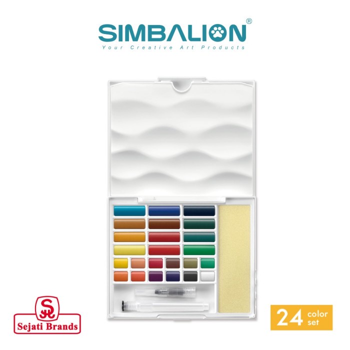 

SIMBALION Cat Air Watercolor Paints 24 Colors Free Water Brush/ Watercolor 24 Pocket Field Sketch Box