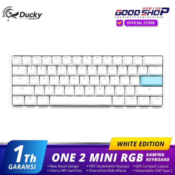 DUCKY ONE 2 MINI MECHANICAL KEYBOARD CHERRY MX SWITCH WHITE FRAME - cherry mx brown