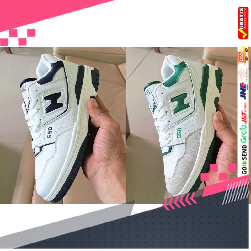 UKURAN SIZE 37 38 39 40 41 42 43 44 45 /sepatu sneakers pria wanita New Bal4nce 550 white black & wh