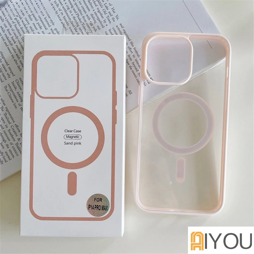 IPHONE Casing Bening Kristal Magnetik Untuk Iphone14 13 12 11 Pro X Xs Max XR 78 Plus Charger Nirkabel Didesain Lembut Bumper Silikon Shockproof Cover Dengan Magnet Bawaan [Non-Yellowing]