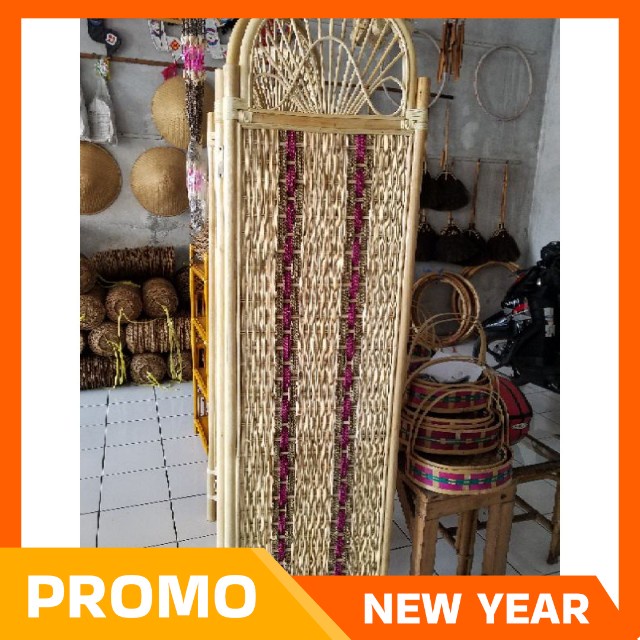 penyekat ruangan pintu rotan  sketsel 3 pintu