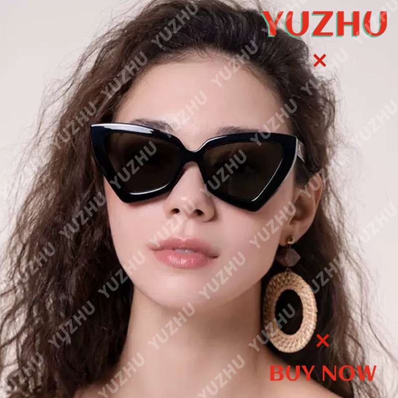 (YUZHU) Vintage Fashion Segitiga Cat Eye Rice Spike Sunglasses Untuk Wanita Candy Color UV Protection Sunglasses