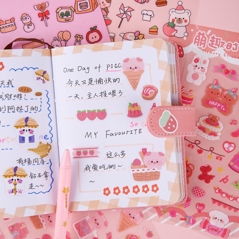 6lembar Lucu Kartun Seri Pesta Stiker Pack Siswa Scrapbook Diary Deco DIY Decals