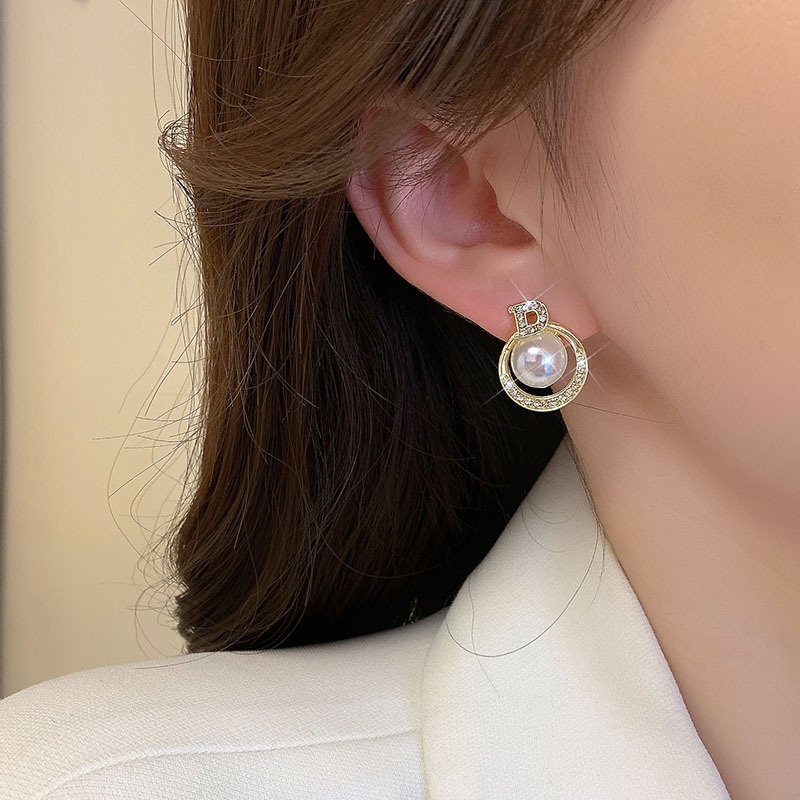 Anting Huruf Berlian Kilat Mutiara2023Anting Serbaguna Baru
