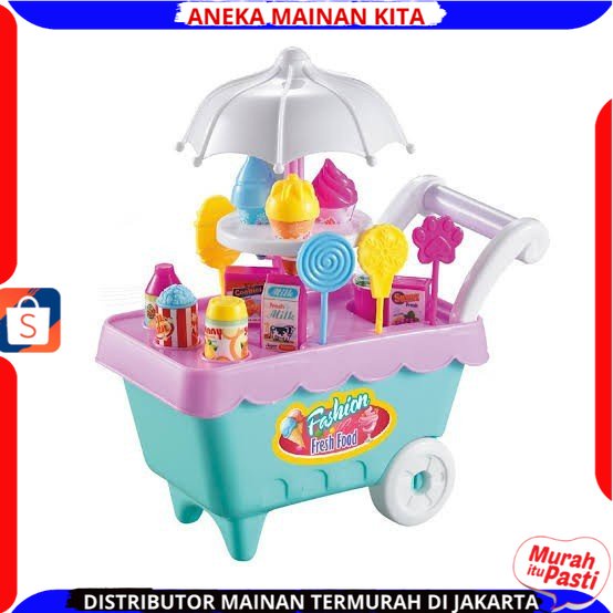 ( BISA COD ) PROMO Mainan Anak Gerobak Es Krim Permen Keranjang Bonus 2 Kuda Pony Anak-anak DIY Play Set Makanan Penutup Trolley Mainan Puzzle / Mainan Edukasi Anak / Mainan Anak Laki Laki / Mainan Anak Perempuan FI503 SNI