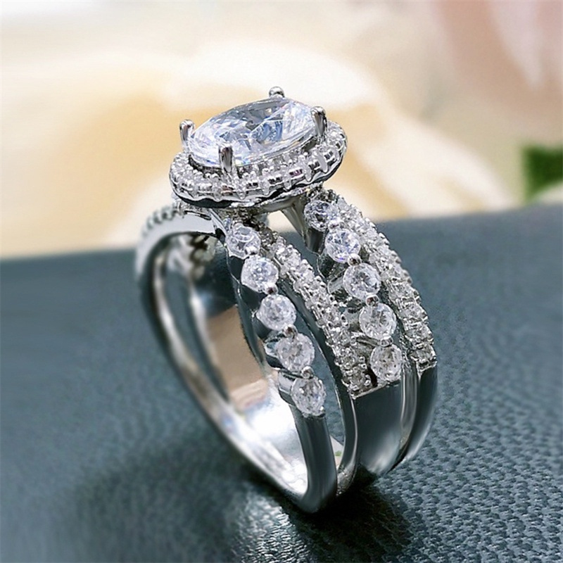 Fancy Desain Modern Wanita Cincin Dengan Brilliant Oval Cubic Zirconia Fashion Pernikahan Pertunangan Aksesoris Perhiasan Berkualitas Tinggi