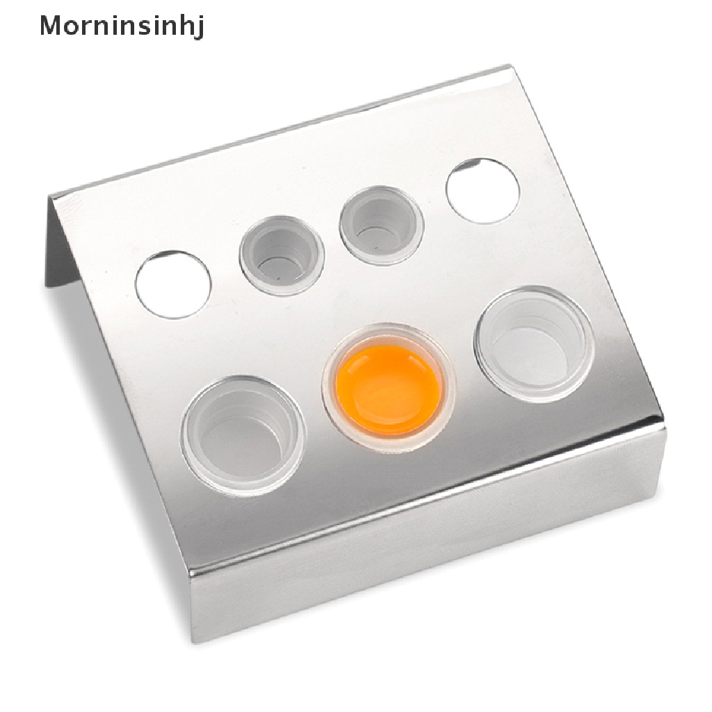 Mornin 7lubang Stainless Steel Rectangle Tattoo Ink Cup Holder Stand Pigment Rak Cangkir id