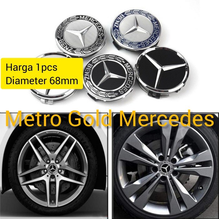 Dop Velg Roda Emblem Mercedes Benz 68mm 6.8cm Tutup Dop Roda Mercy Ori - Biru Padi
