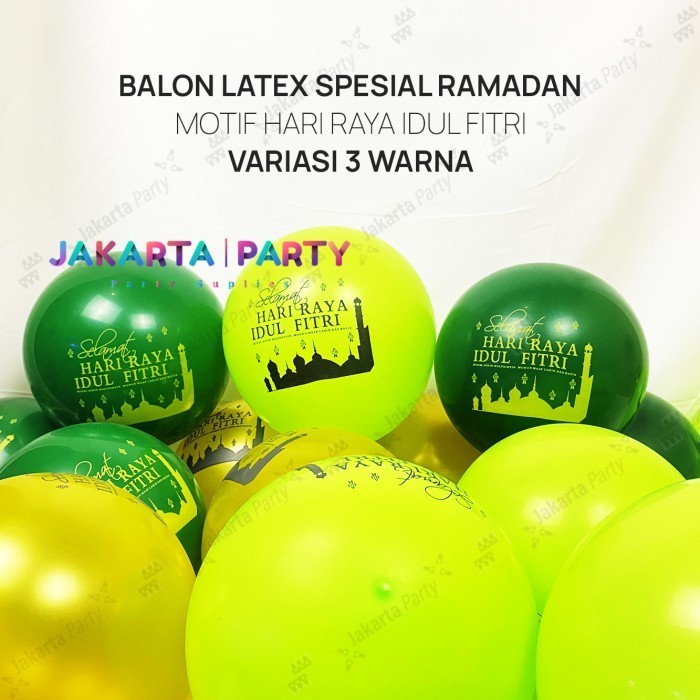 Balon Latex Motif Lebaran 1 Pack Isi 100 Pcs Balon Latex Lebaran Dekorasi Idul Fitri