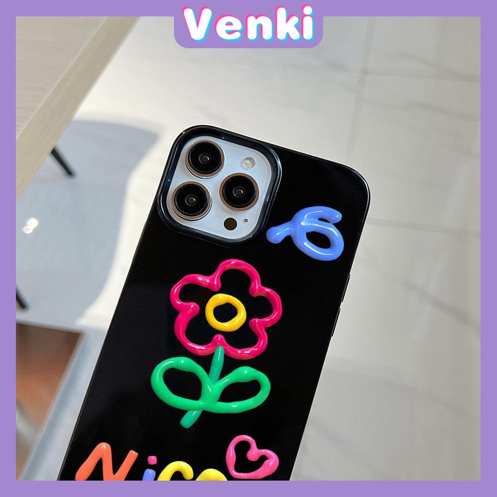 iPhone Case Soft TPU Glossy Black Candy Case Cute Colorful Flowers Camera Protection Shockproof For iPhone 14 13 12 11 Pro Max 7 8 Plus X XR