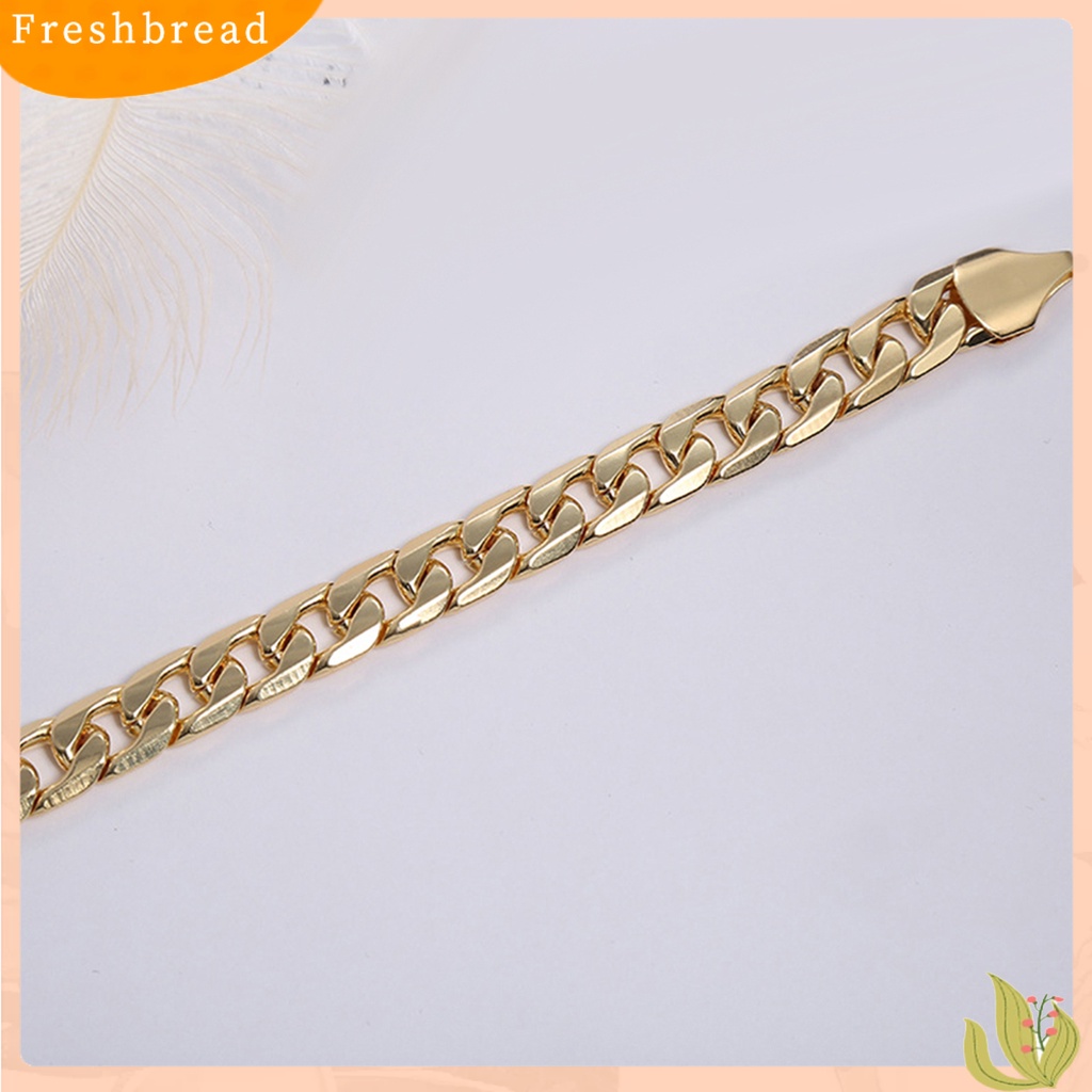 &lt; Freshbread &gt; Gelang Rantai Glossy Susah Tarnish Gaya Hip Hop Cuban Chain Bracelet Untuk Hadiah