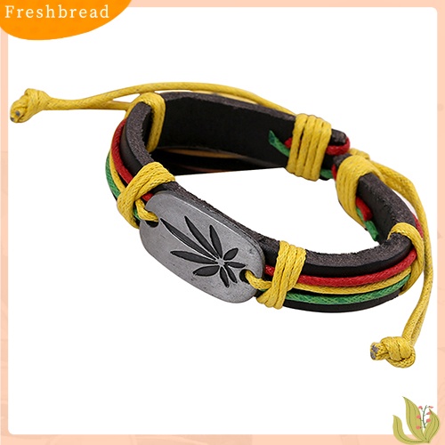 &lt; Freshbread &gt; Gelang Kepang Maple Kulit Imitasi Unisex Pria Wanita Handmade Vintage Bangle