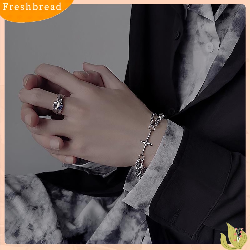 &lt; Freshbread &gt; Pria Gelang Hip Hop Gaya Goth Bland Warna Solid Pria Tangan Rantai Aksesoris Laki-Laki