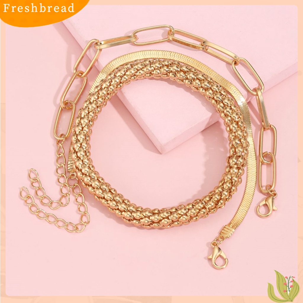 &lt; Freshbread &gt; 3Pcs Gelang Wanita Multilayer Rantai Ular Perhiasan Electroplating Adjustable Bracelets Untuk Pesta