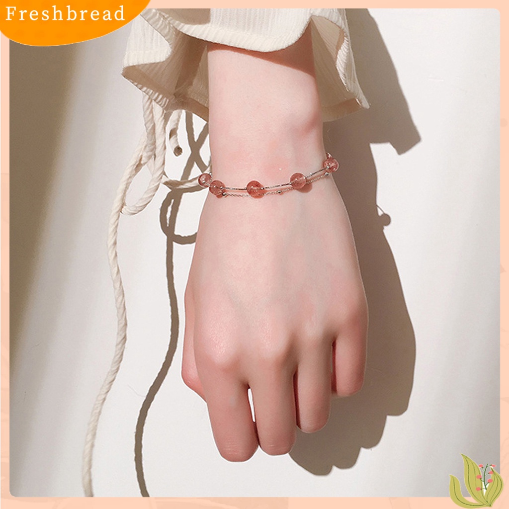 &lt; Freshbread &gt; Rantai Ekstensi Dapat Disesuaikan Indah Wanita Gelang Manis Lapisan Ganda Kristal Imitasi Gelang Hadiah Ulang Tahun