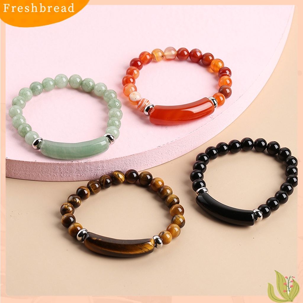 &lt; Freshbread &gt; Wanita Gelang 8mm Bulat Manik-Manik Batu Alam Elegan Merah Muda Faux Kristal Jembatan Wanita Gelang Fashion Perhiasan