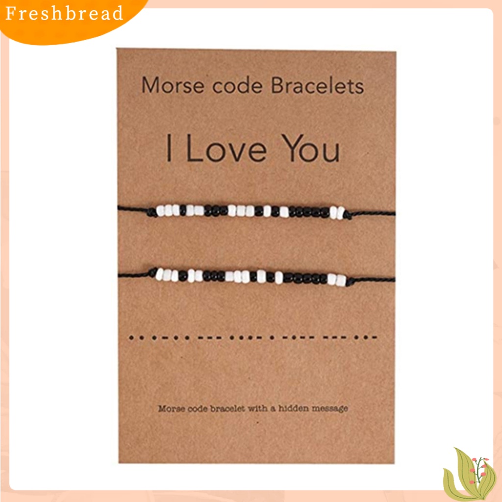 &lt; Freshbread &gt; 2Pcs Couple Kreatif Gelang Kode Morse I Love You Manik-Manik Braided Rope Hand Strap Untuk Hadiah Hari Kasih Sayang