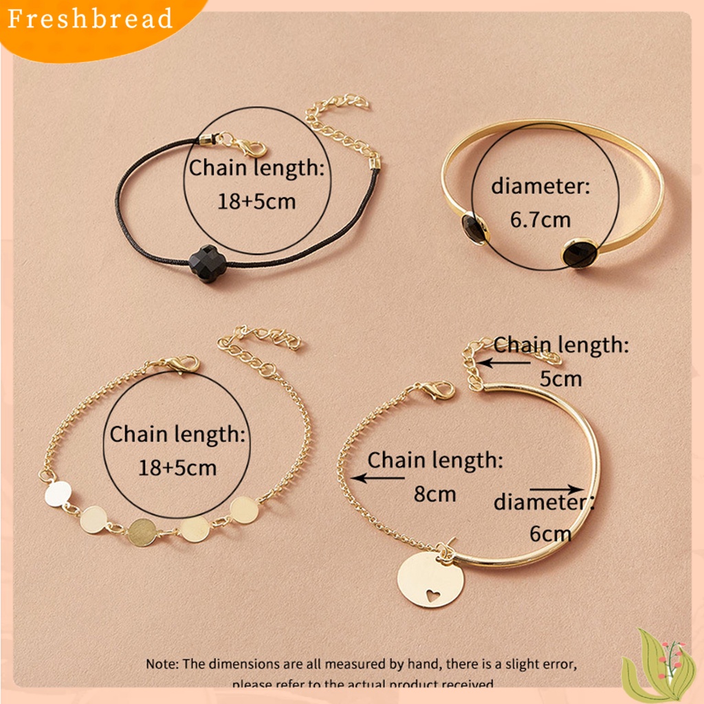 &lt; Freshbread &gt; 4Pcs/Set Stackable Alloy Bangle Indah Adjustable Potongan Bulat Wanita Gelang Untuk Kehidupan Sehari-Hari