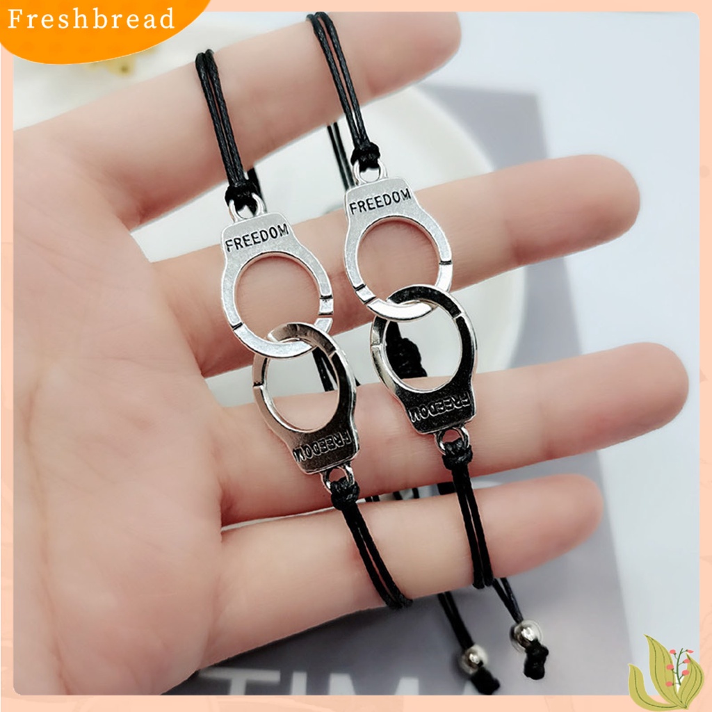 &lt; Freshbread &gt; 2Pcs Gelang Couple Unisex Ramah Kulit Alloy Handcuff Freedom Adjustable Charm Gelang Persahabatan Untuk Hadiah