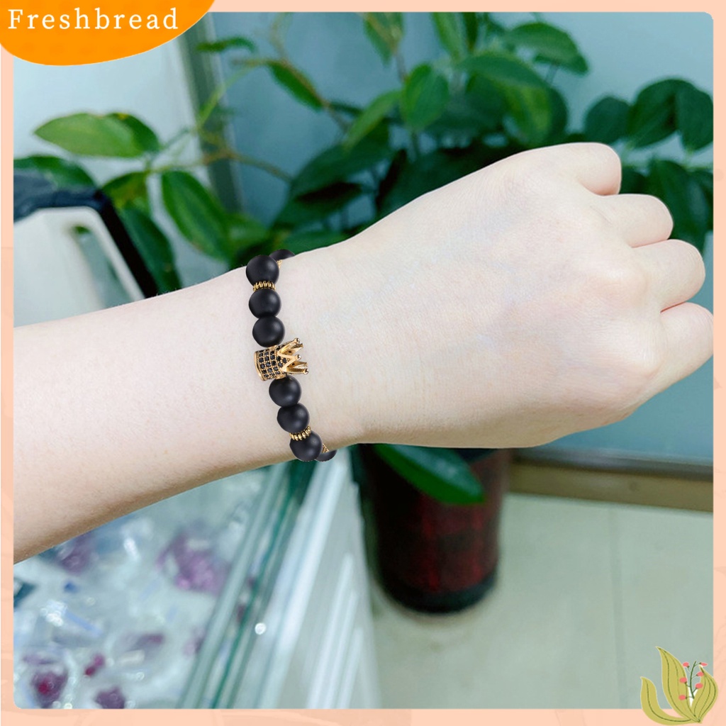 &lt; Freshbread &gt; Pria Gelang Manik-Manik Mahkota Liontin Batu Alam Hexagon Pesona Hias Warna Kontras Unisex Adjustable Wanita Gelang Hadiah