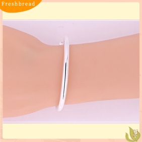 &lt; Freshbread &gt; Fashion Sederhana Wanita Glossy Terbuka Berakhir Perak Berlapis Gelang Bangle Perhiasan