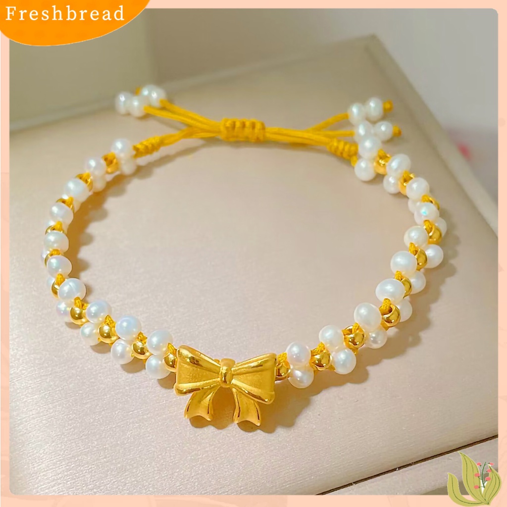 &lt; Freshbread &gt; Gelang Rantai Kepribadian Handmade Beads Adjustable Ikatan Simpul Mutiara Imitasi Tangan Braided Bracelet Perhiasan Aksesori