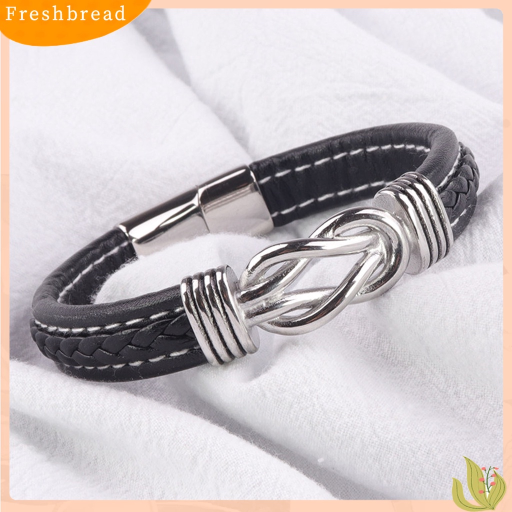 &lt; Freshbread &gt; Pria Gelang Dengan Kartu Lettering Twist Desain Duawarna Kulit Imitasi Wristwear Gaya Punk Gelang Terukir Putra Cucu Gelang Perhiasan Hadiah