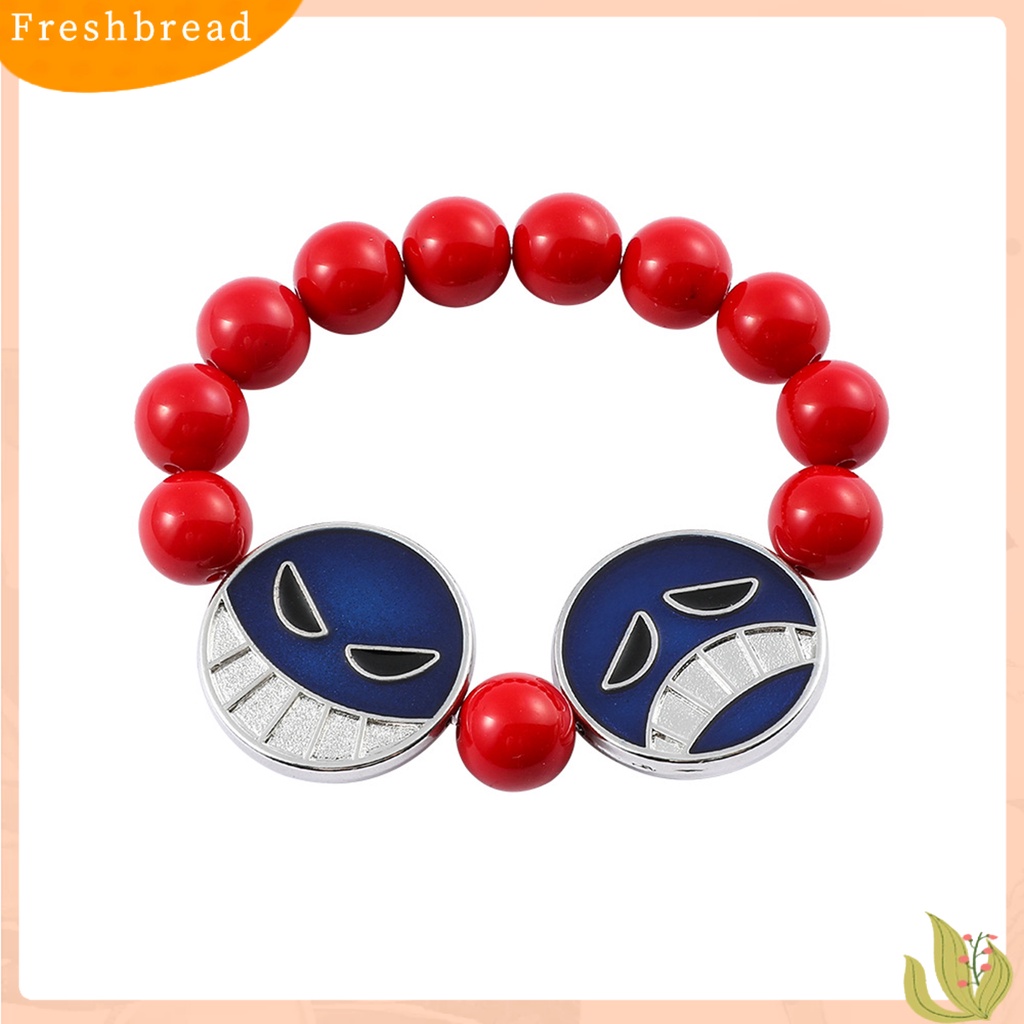 &lt; Freshbread &gt; Pria Gelang Senyum Menangis Wajah Pesona Manik-Manik Merah Elastis Keren Kepribadian Hadiah Adjustable Karakter Anime Cosplay Kalung Aksesoris Pakaian