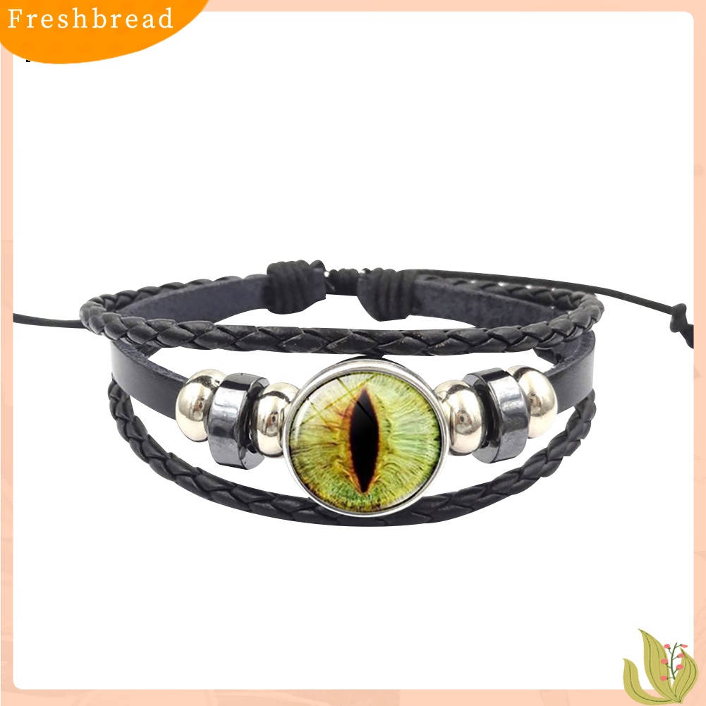 &lt; Freshbread &gt; Unisex Vintage Perhiasan Hadiah Liontin Mata Hewan Multi Layers Kepang Tali Gelang