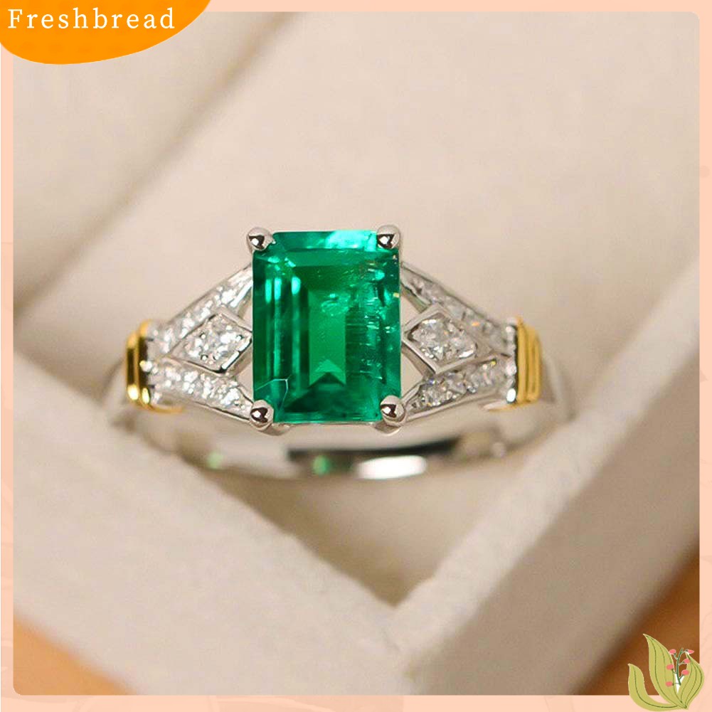 &lt; Freshbread &gt; Fashion Persegi Panjang Kubik Zirkon Berlian Imitasi Cincin Pengantin Pernikahan Pertunangan Perhiasan