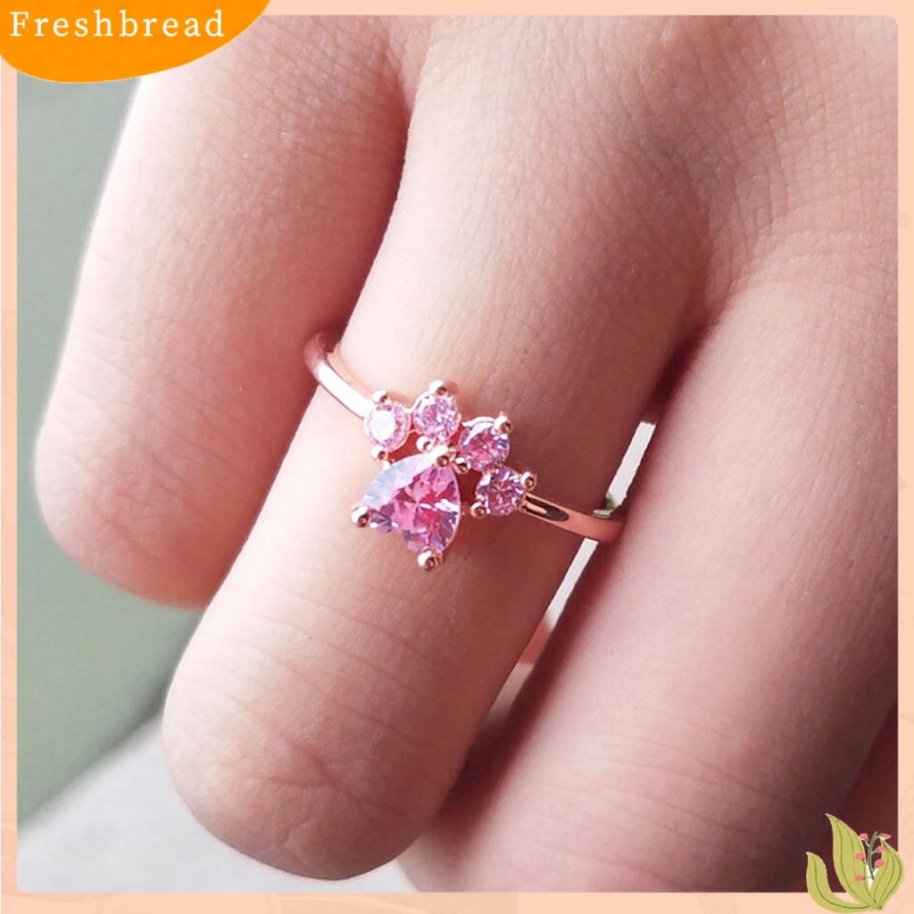 &lt; Freshbread &gt; Cincin Desain Cats Paw Adjustable Alloy Wanita Cincin Bukaan Bulat Untuk Pesta