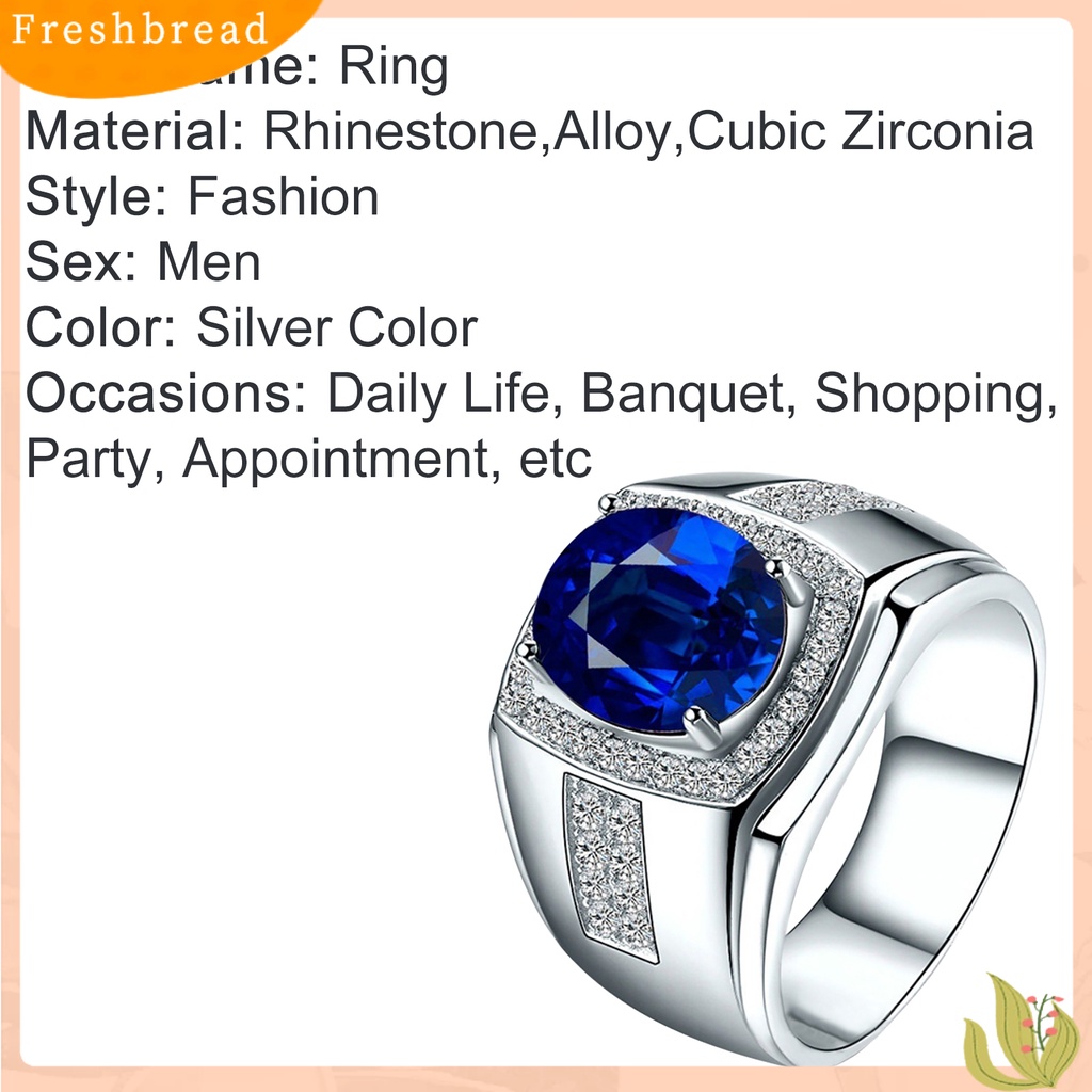 &lt; Freshbread &gt; Mewah Pria Cubic Zirconia Berlian Imitasi Bertatahkan Jari Cincin Perhiasan Hadiah