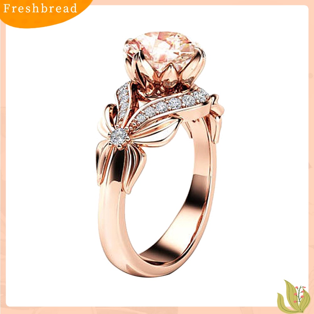 &lt; Freshbread &gt; Bridal Bow Cubic Zirconia Finger Ring Hadiah Perhiasan Pertunangan Pesta Pernikahan