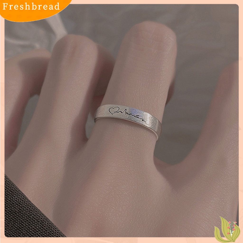 &lt; Freshbread &gt; Cincin Wanita Ujung Terbuka Desain Elektrokardiogram Geometris Electroplating Hias Copper Silver-color Finger Ring Untuk Pakaian Sehari-Hari