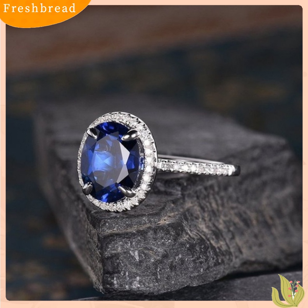 &lt; Freshbread &gt; Fashion Lady Oval Cubic Zirconia CZ Jari Cincin Pengantin Pernikahan Pertunangan Perhiasan