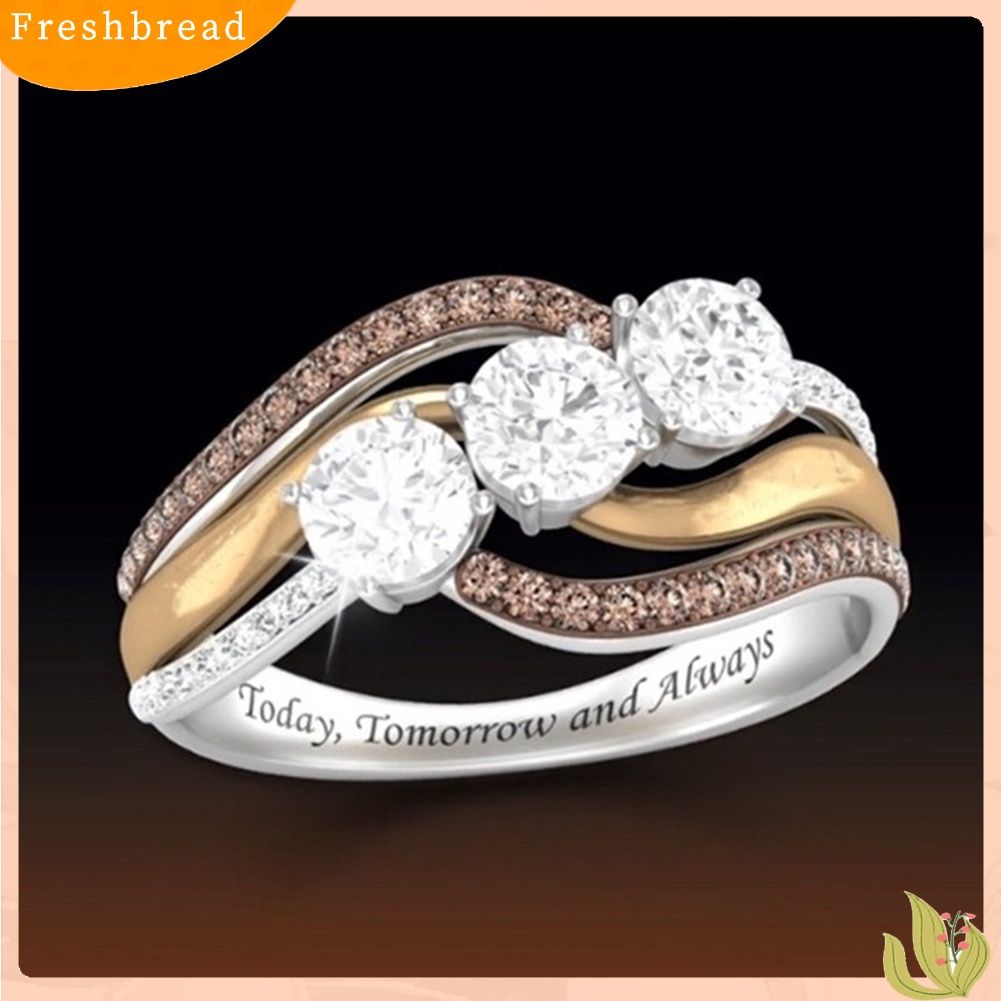 &lt; Freshbread &gt; Fashion Wanita Berlian Imitasi Surat Jari Cincin Perhiasan Pesta Pernikahan Hadiah Natal