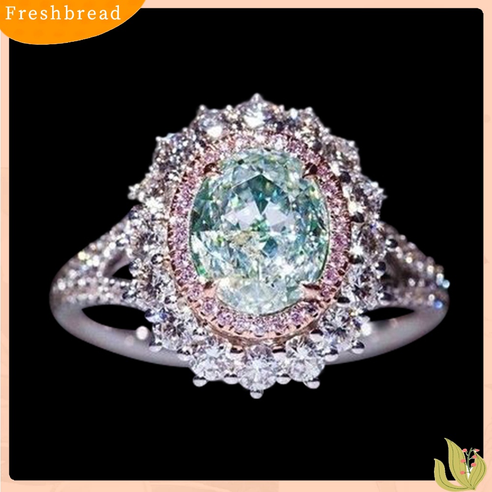 &lt; Freshbread &gt; Shiny Women Big Hollow Faux Topaz Berlian Imitasi Perhiasan Pesta Bridal Wedding Ring