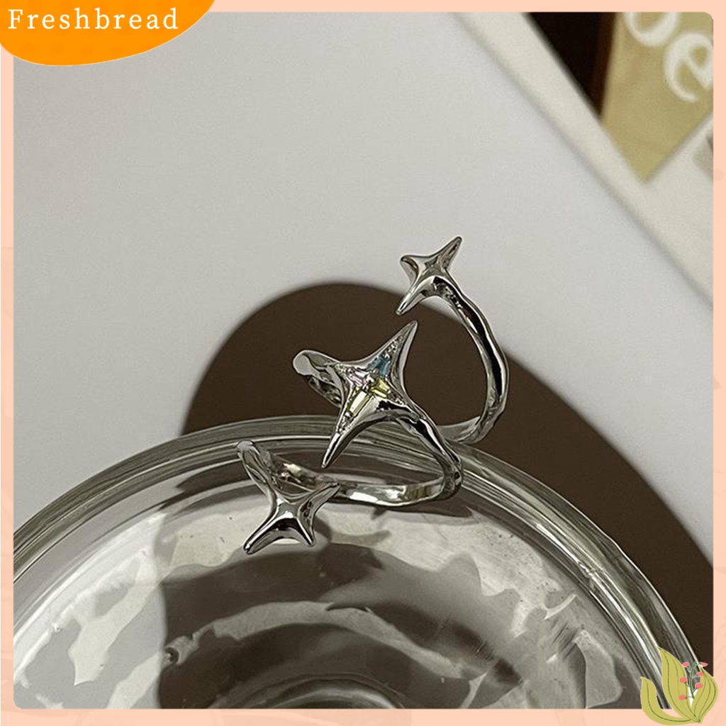 &lt; Freshbread &gt; Cincin Wanita Temperamen Multi Layer Yang Dapat Disesuaikan Kreatif Salib Spiral Bintang Terbuka Cincin Aksesoris Perhiasan