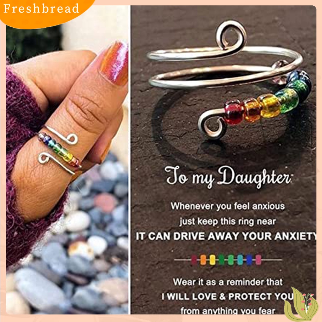 &lt; Freshbread &gt; Wanita Cincin Rotatable Adjustable Opening Design Geometris Electroplating Anti Stres Hadiah Manik-Manik Pelangi Warna-Warni Kecemasan Spinner Cincin Perhiasan Untuk Outdoor