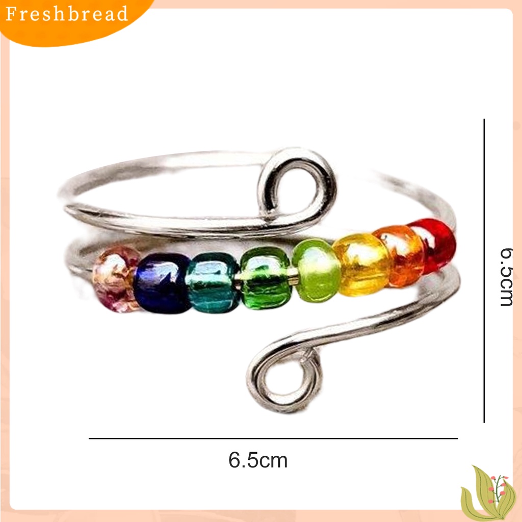 &lt; Freshbread &gt; Wanita Cincin Rotatable Adjustable Opening Design Geometris Electroplating Anti Stres Hadiah Manik-Manik Pelangi Warna-Warni Kecemasan Spinner Cincin Perhiasan Untuk Outdoor