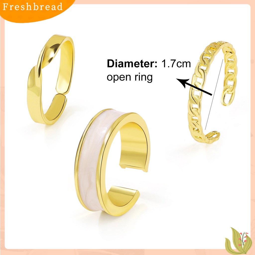 &lt; Freshbread &gt; 3Pcs/Set Cincin Jari Cincin Wanita Halus Terbuka Menawan Mengkilap Dapat Disesuaikan Untuk Pacaran