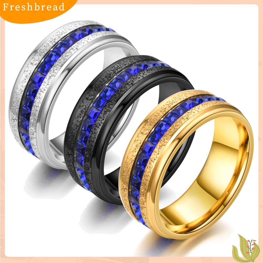 &lt; Freshbread &gt; Pernikahan Pertunangan Unisex Baris Tunggal Berlian Imitasi Bertatahkan Diamplas Jari Cincin Hadiah