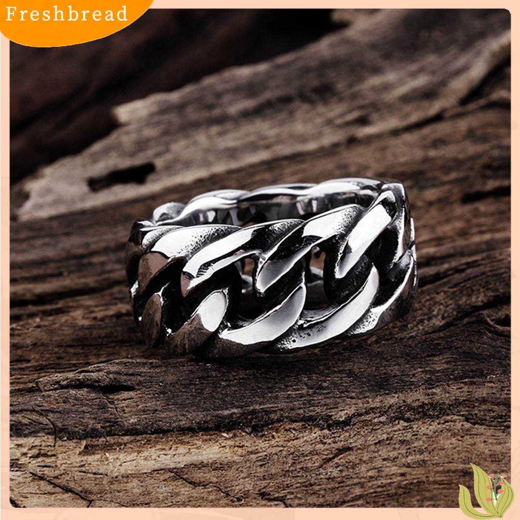 &lt; Freshbread &gt; Cincin Pria Perhiasan Rantai Geometris Electroplated Tahan Lama Ring Untuk Pacaran