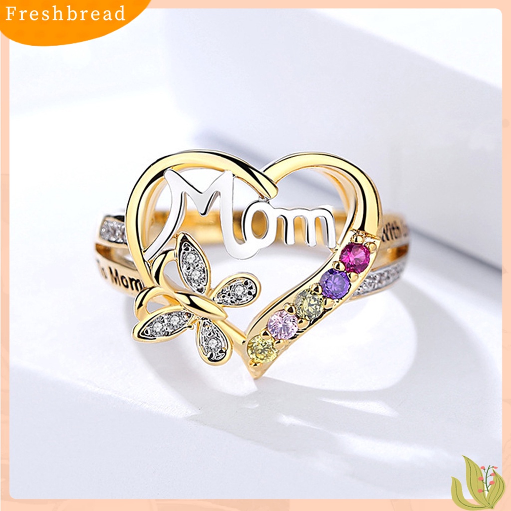 &lt; Freshbread &gt; Cincin Jari Berlian Imitasi Bentuk Hati Perhiasan Good-looking Women Ring Untuk Ibu