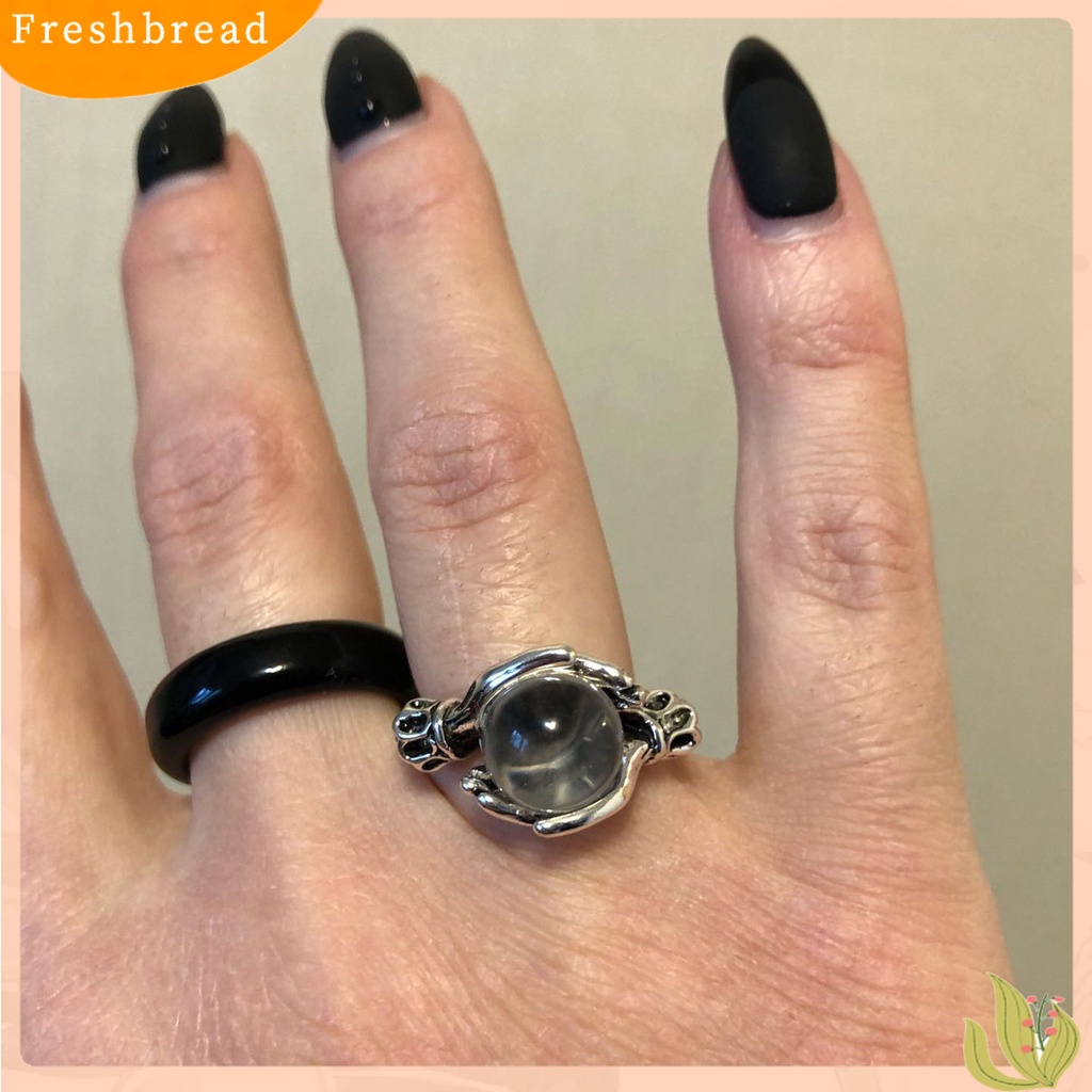 &lt; Freshbread &gt; Finger Band Gaya Barat Kepribadian Geometris Electroplating Batu Permata Buatan Hias Aksesori Vintage Tangan Memegang Cincin Keberuntungan Untuk Pesta