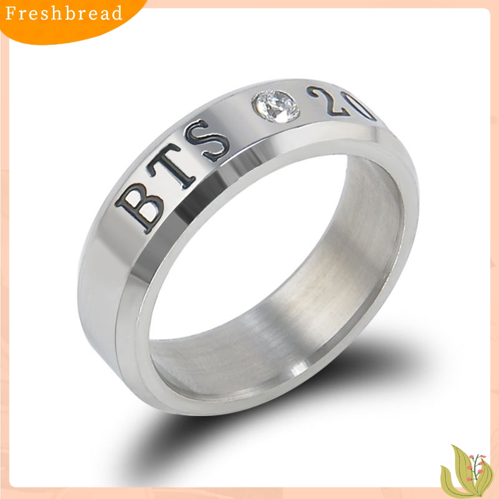 &lt; Freshbread &gt; Fashion Pria Baja Titanium Berlian Imitasi Huruf Ukiran Jari Cincin Perhiasan Hadiah