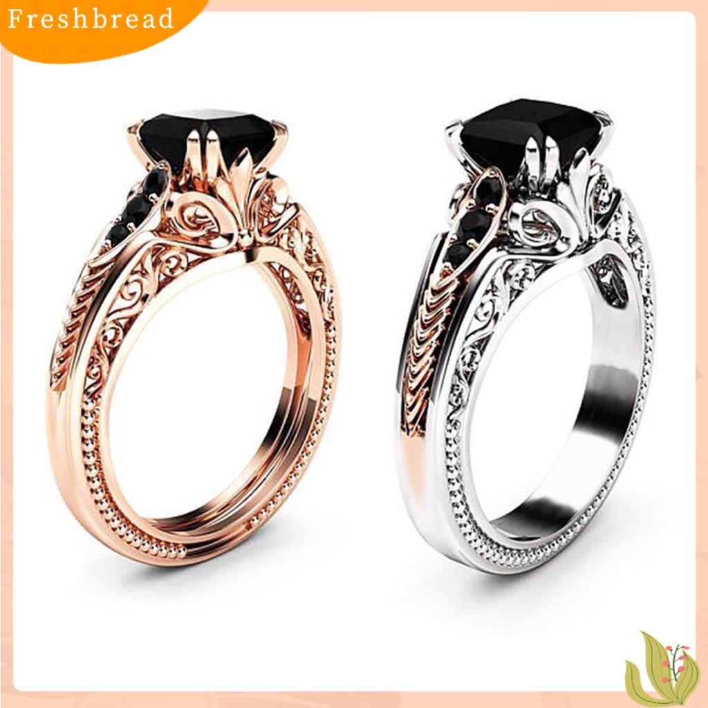 &lt; Freshbread &gt; Cincin Wanita Trendi Persegi Cubic Zirconia Tidak Mudah Pecah Aksesoris Cincin Jari Elegan Untuk Perjamuan