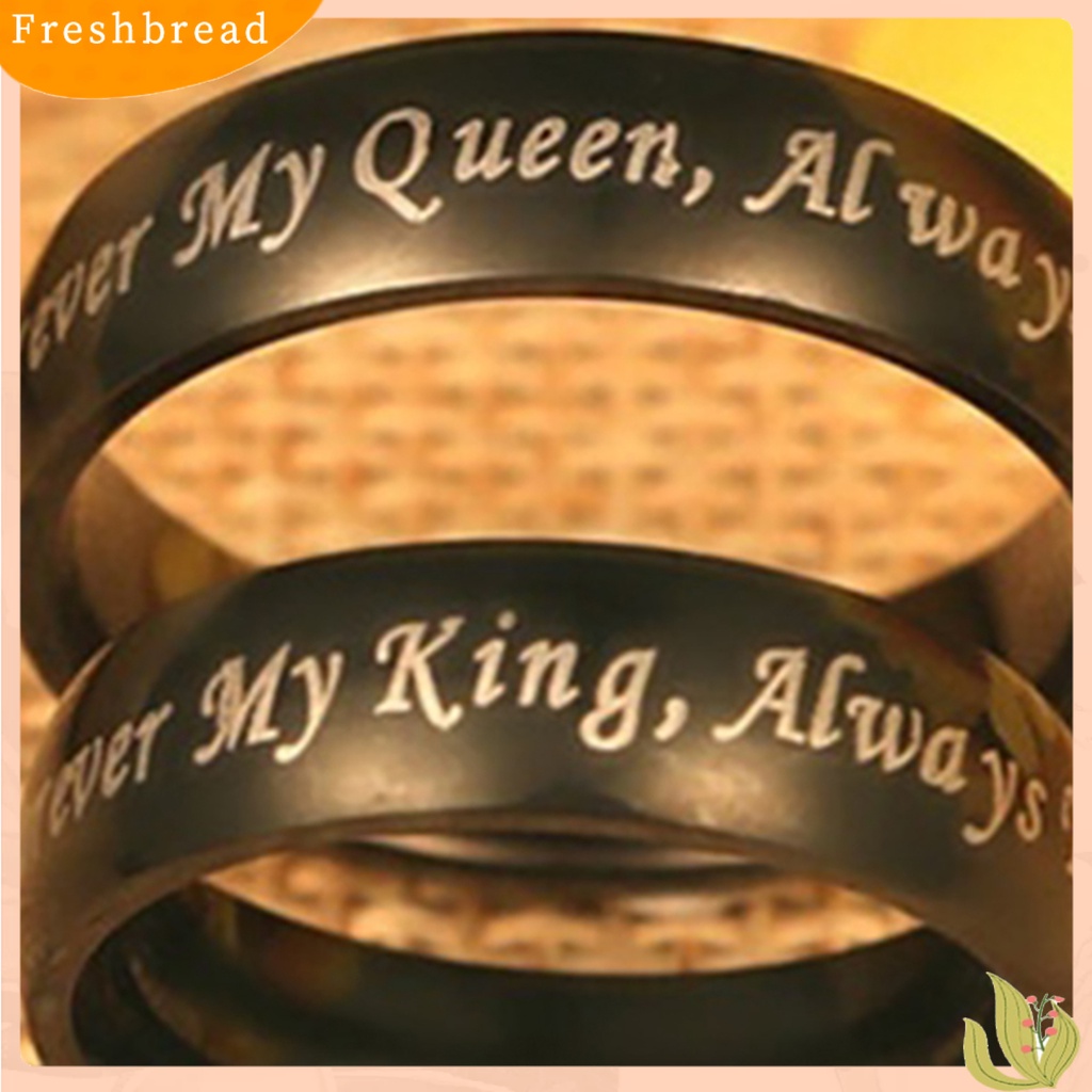 &lt; Freshbread &gt; Cincin Couple Desain Huruf Perhiasan Hadiah Titanium Steel Always Your Queen Promise Rings Untuk Pesta