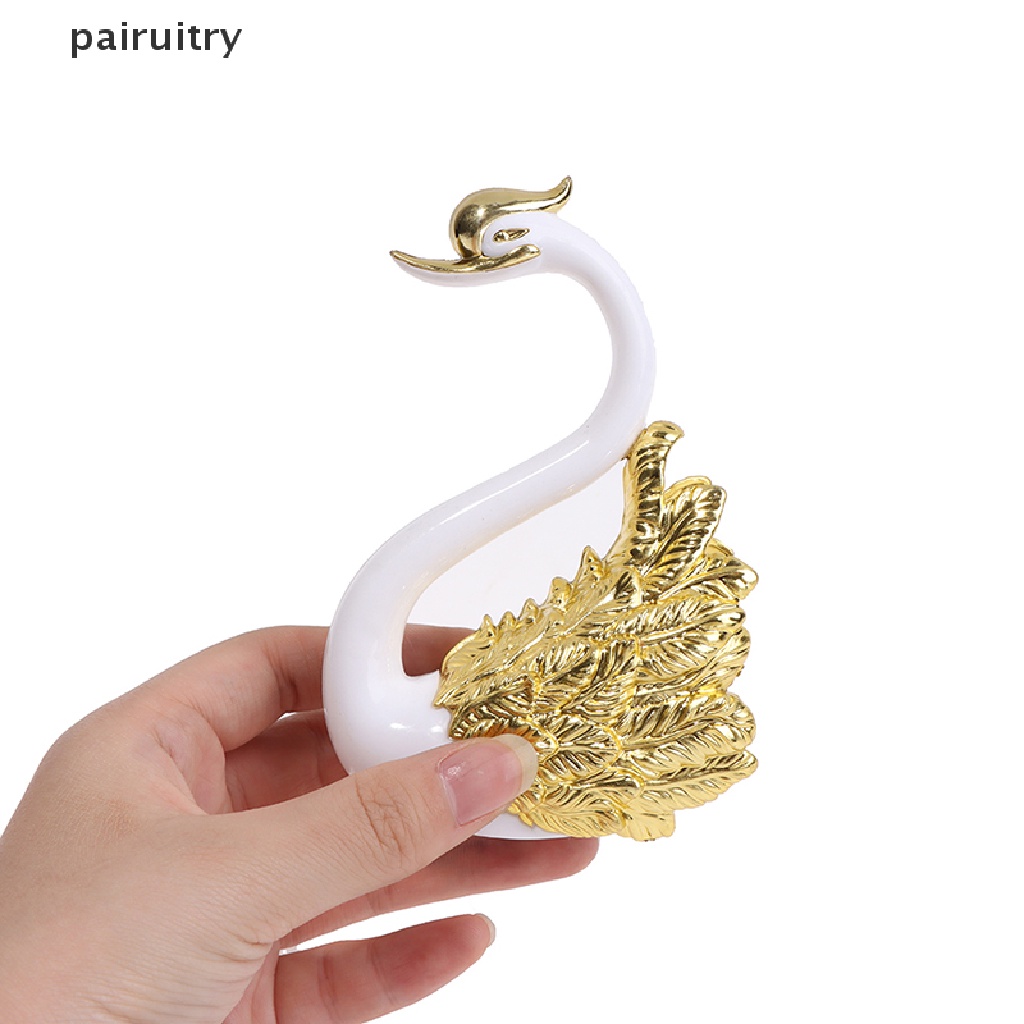 Prt 2Pcs Romantic Crown Swan Cake Topper Kue Dessert Baking Decor Hiasan Perlengkapan PRT